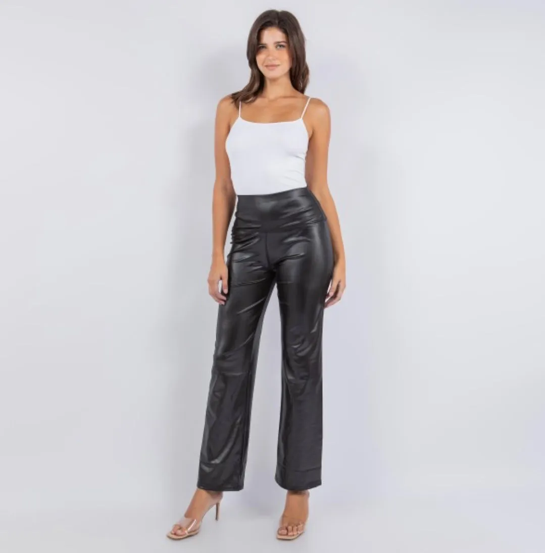 Faux Leather Straight Leg Pant