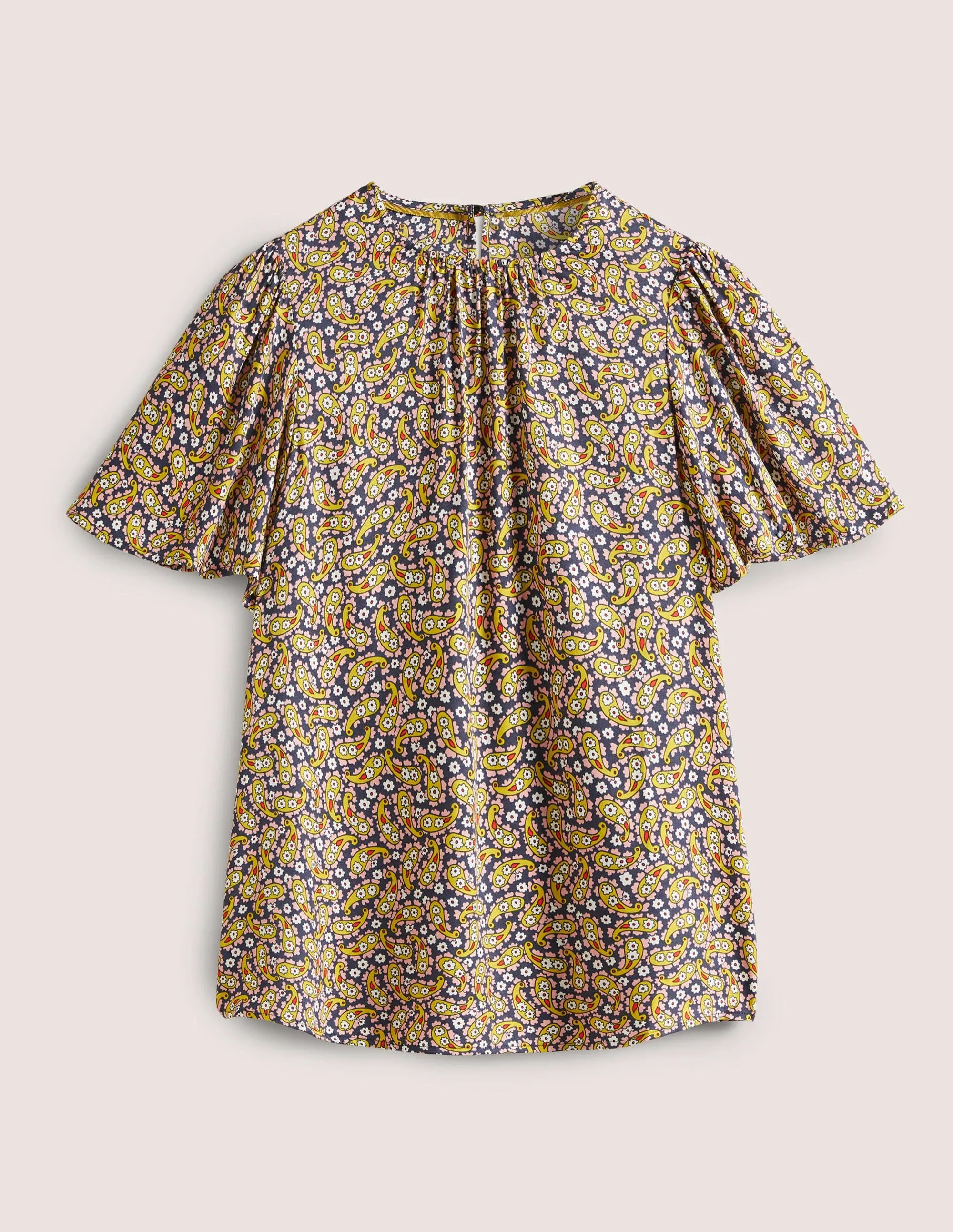 Flutter Sleeve Crew Neck Top-Citronelle, Petal Paisley