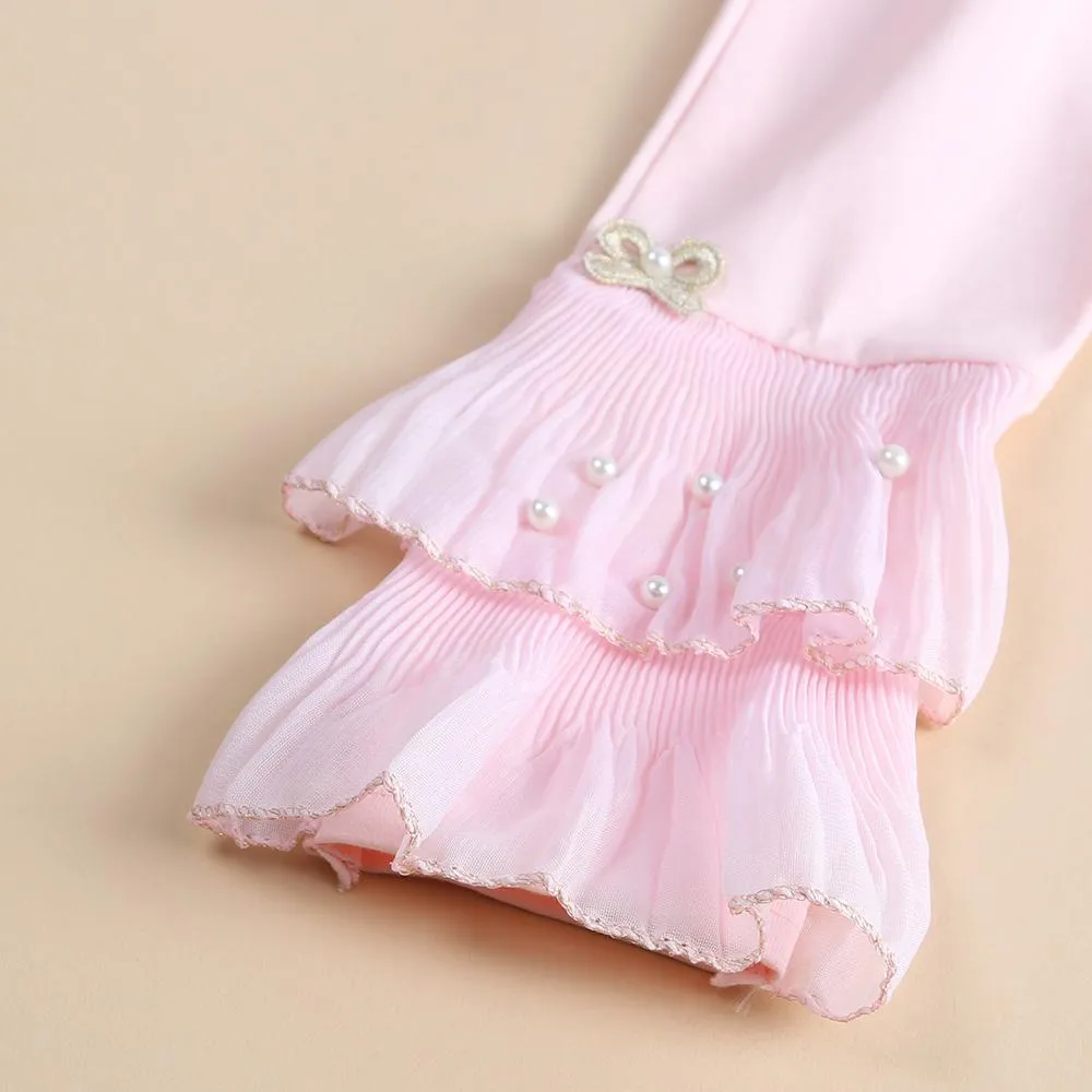 Girls Casual Beading Bow Elastic Waist Pants