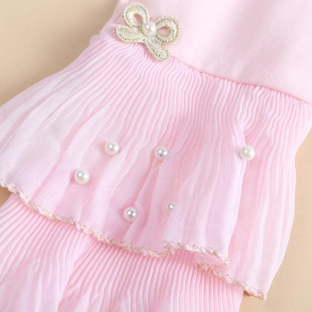 Girls Casual Beading Bow Elastic Waist Pants