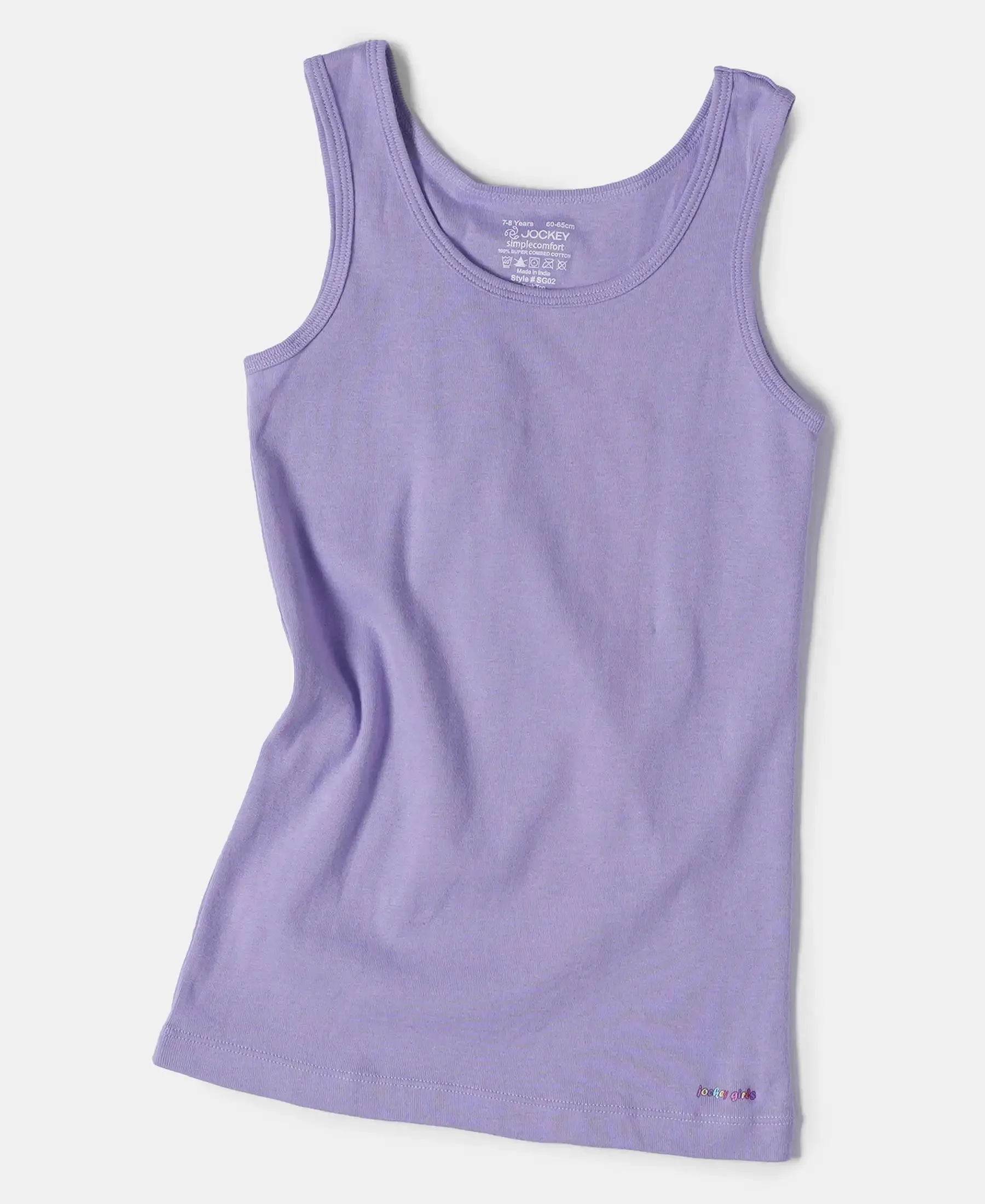 Girl's Super Combed Cotton Rib Solid Inner Tank Top - Violet Tulip