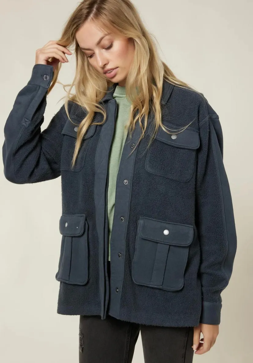 Greatness With Time Fleece Shacket (Slate)