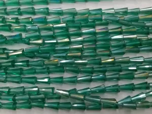 Green Conical Crystal Glass Beads (Wholesale)