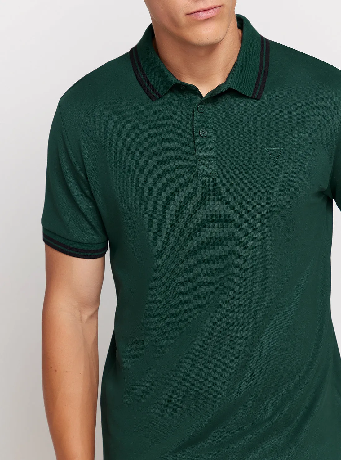 Green Short Sleeve Pique Polo Shirt