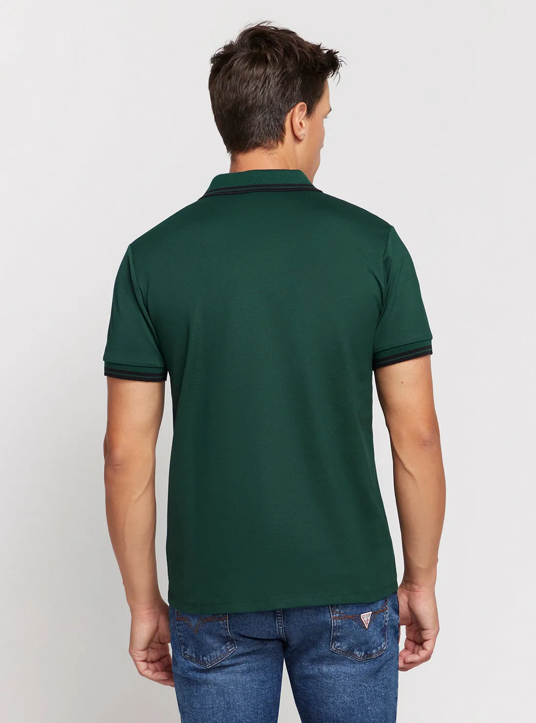 Green Short Sleeve Pique Polo Shirt