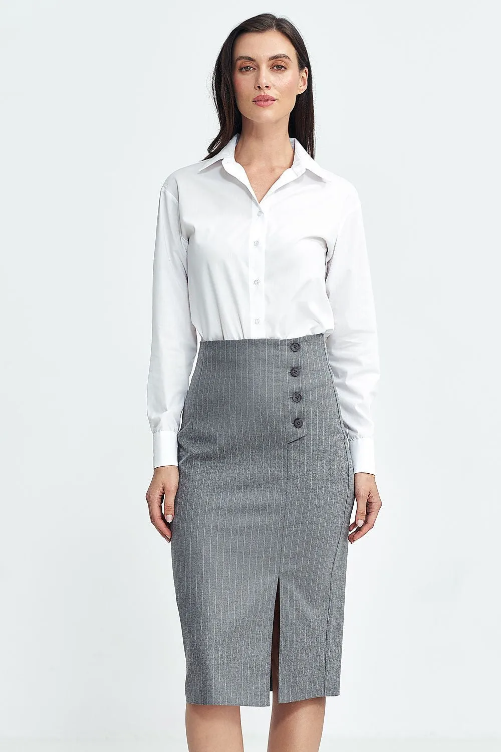 High waist tennis-type stripes formal skirt