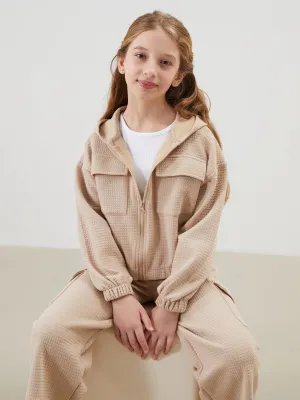 Hooded Girls Zippered Sweatshirt