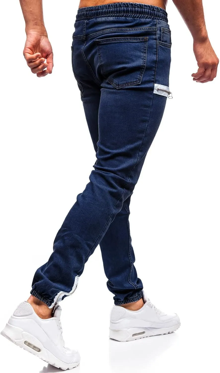 Jeans for Men Stretch Fit Ripped Distressed Jeans Slim Fit Casual Long Denim Pants Tapered Trousers with Pocket