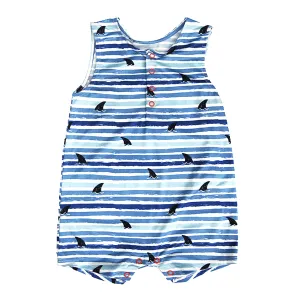 Jeffrey Romper - Shark Stripe