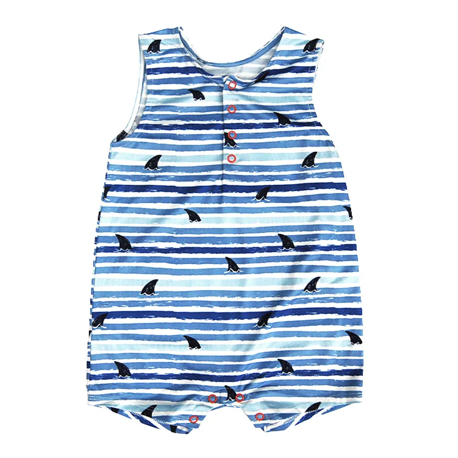 Jeffrey Romper - Shark Stripe