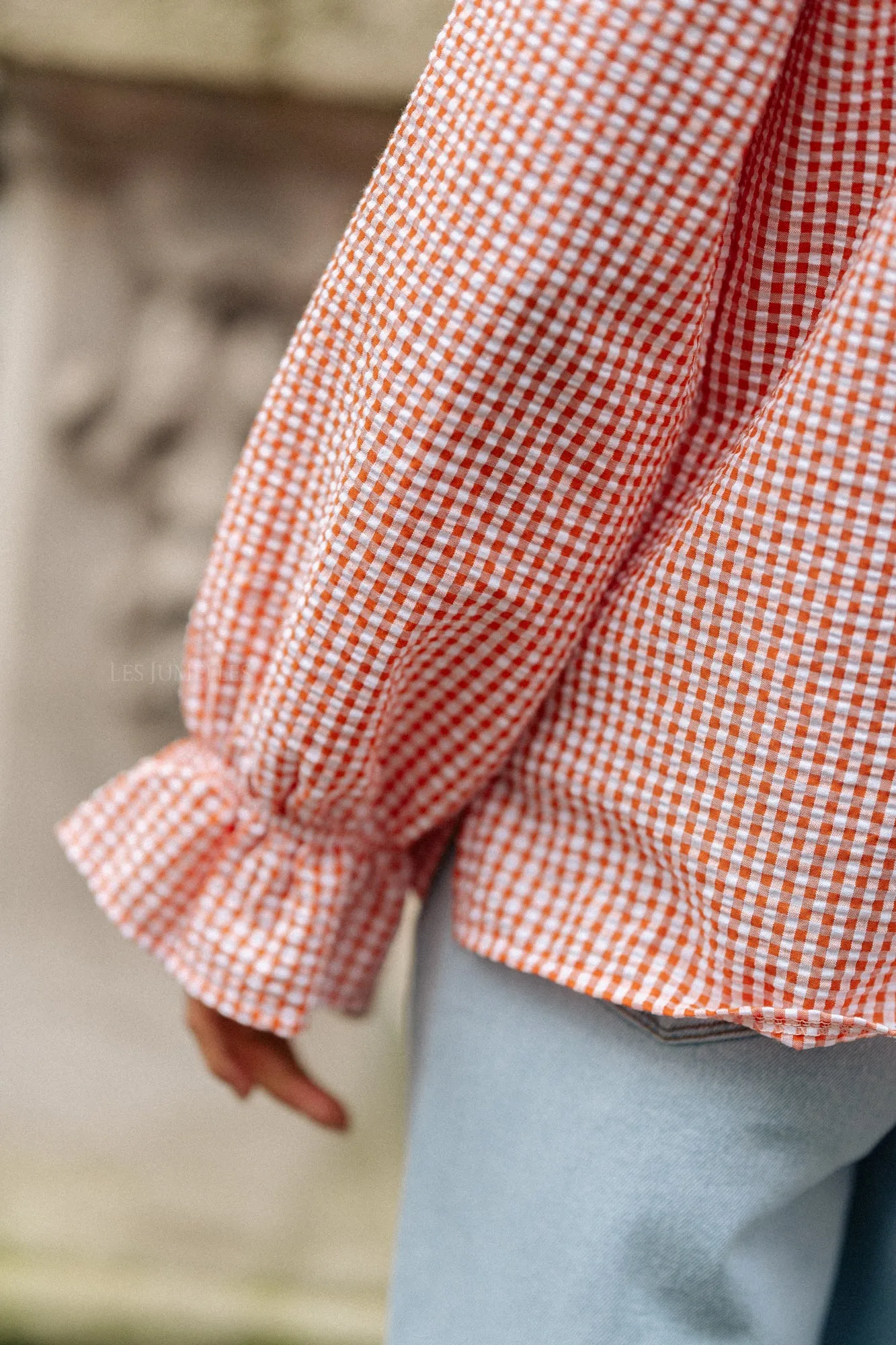 Jolene checkered blouse orange