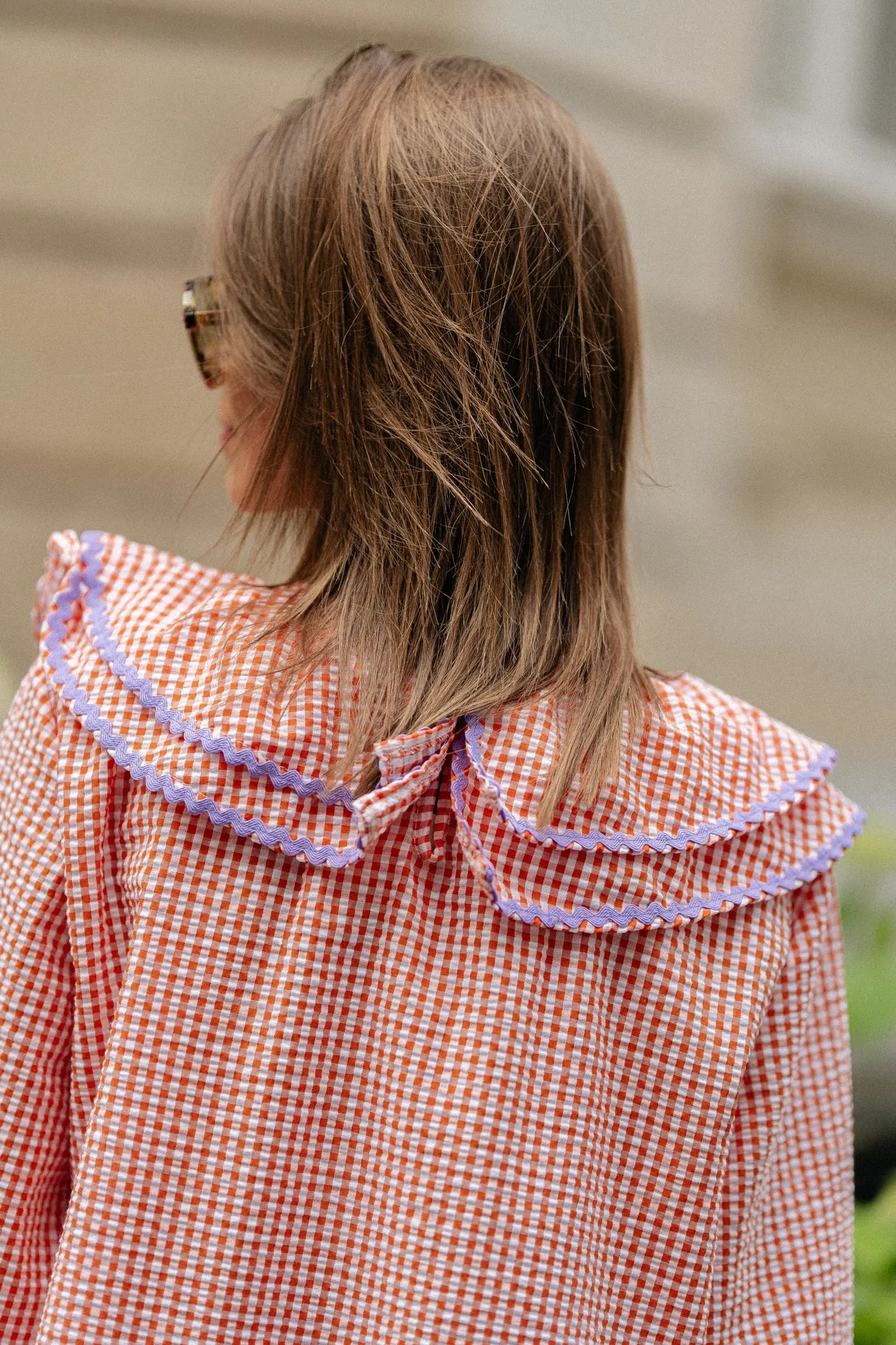 Jolene checkered blouse orange