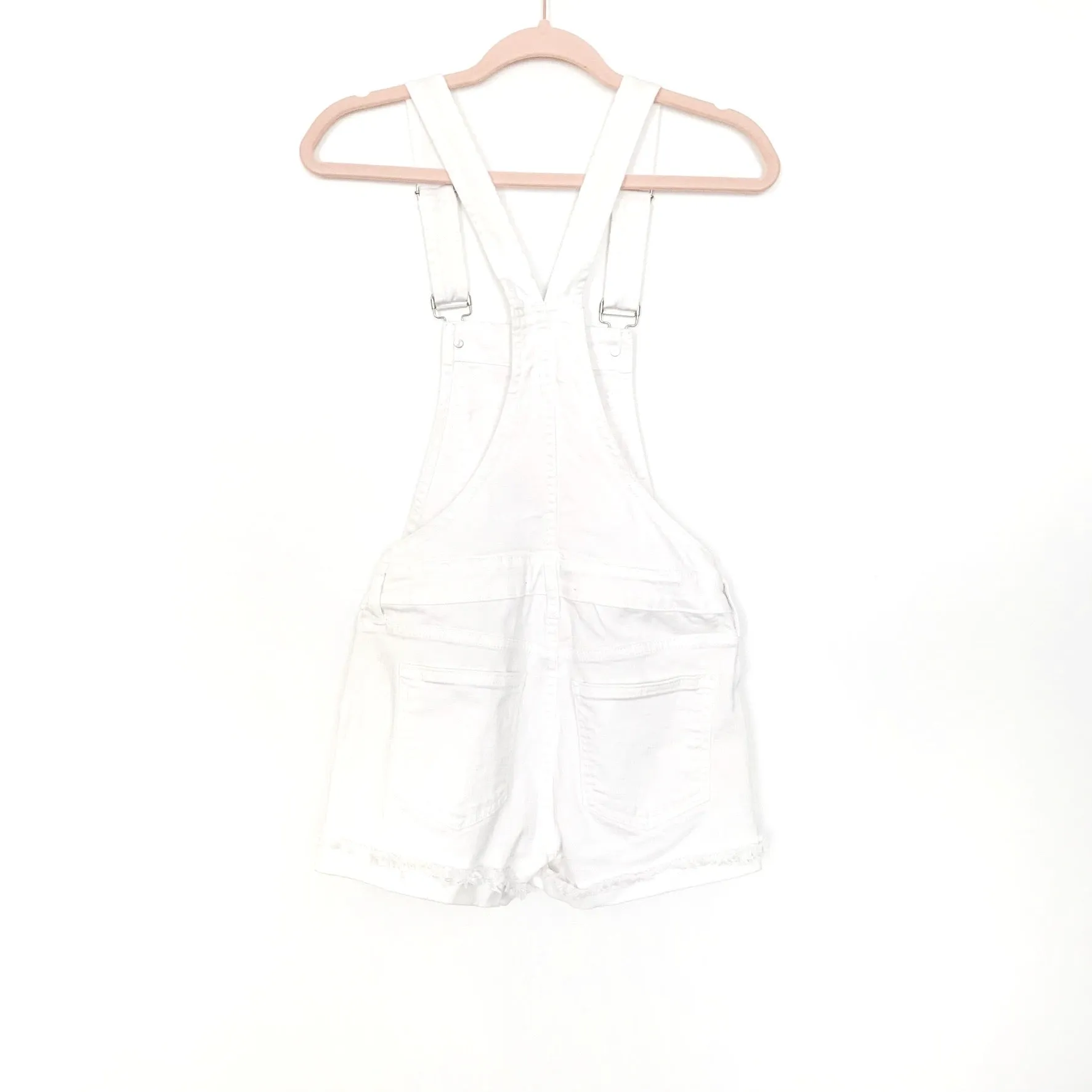Just USA White Denim Side Button Short Overalls- Size XS (See Notes)