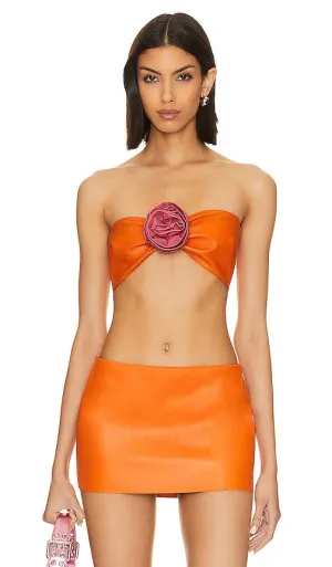 LAMARQUE Dina Flower Applique Bandeau Top in Orange