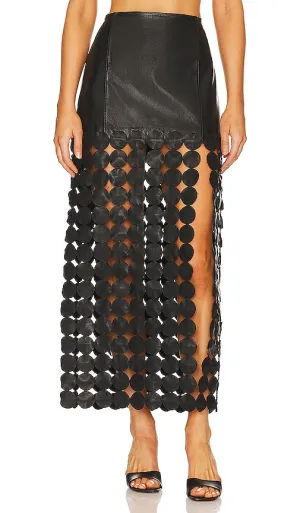 LAMARQUE Kali Leather Maxi Skirt in Black