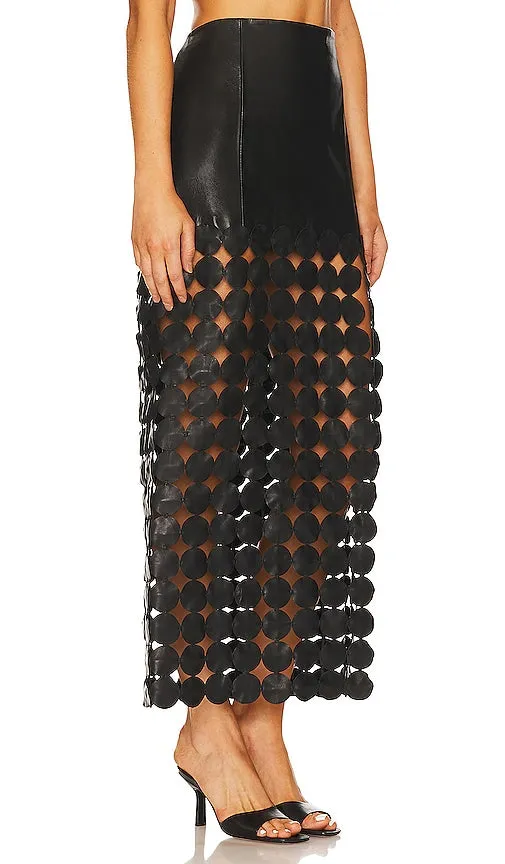 LAMARQUE Kali Leather Maxi Skirt in Black