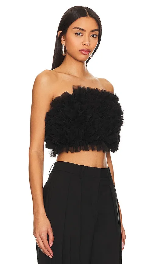 LAMARQUE Ruana Tulle Top in Black