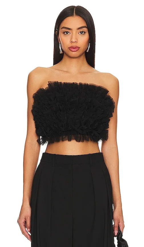 LAMARQUE Ruana Tulle Top in Black
