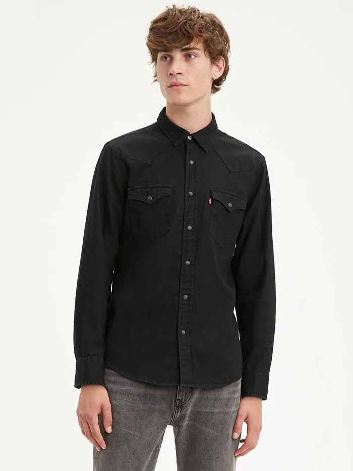 Levi's 857450000 Mens Barstow Classic Western Denim Snap Shirt Black