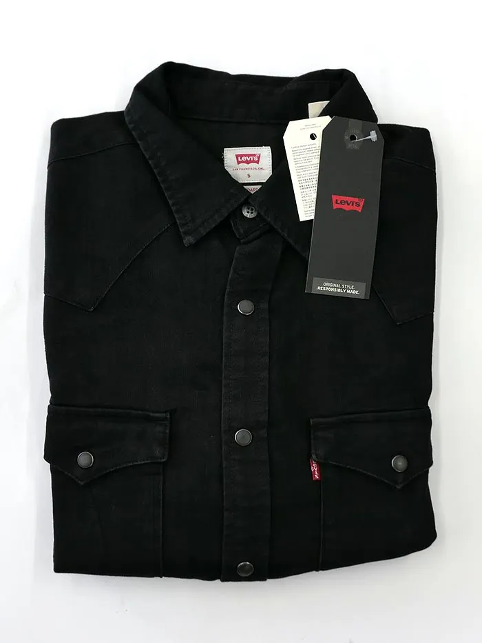 Levi's 857450000 Mens Barstow Classic Western Denim Snap Shirt Black