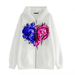Lighweight Jacket for Women Hoodies Full Zip Up Print Pockets Long Sleeve Hooded Sweatshirt Coat Spring Fall Top Casual