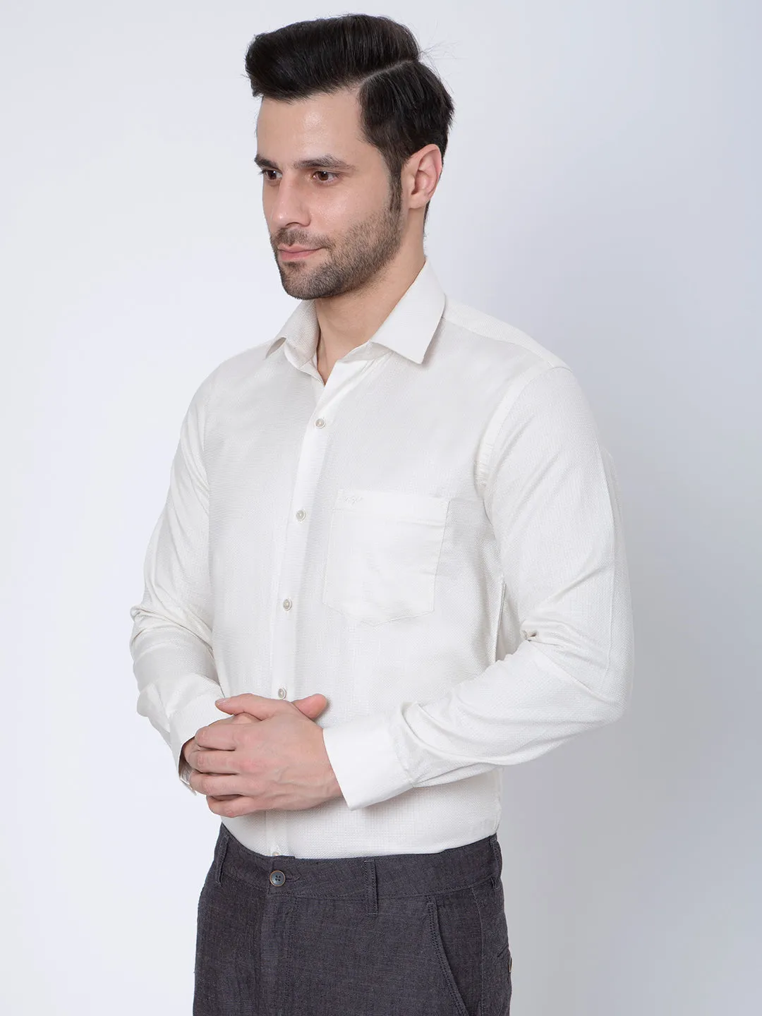 Mens Plain Cream Color Shirt