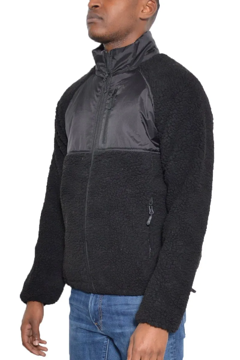 Men's Sherpa Black Fleece Winter Jacket