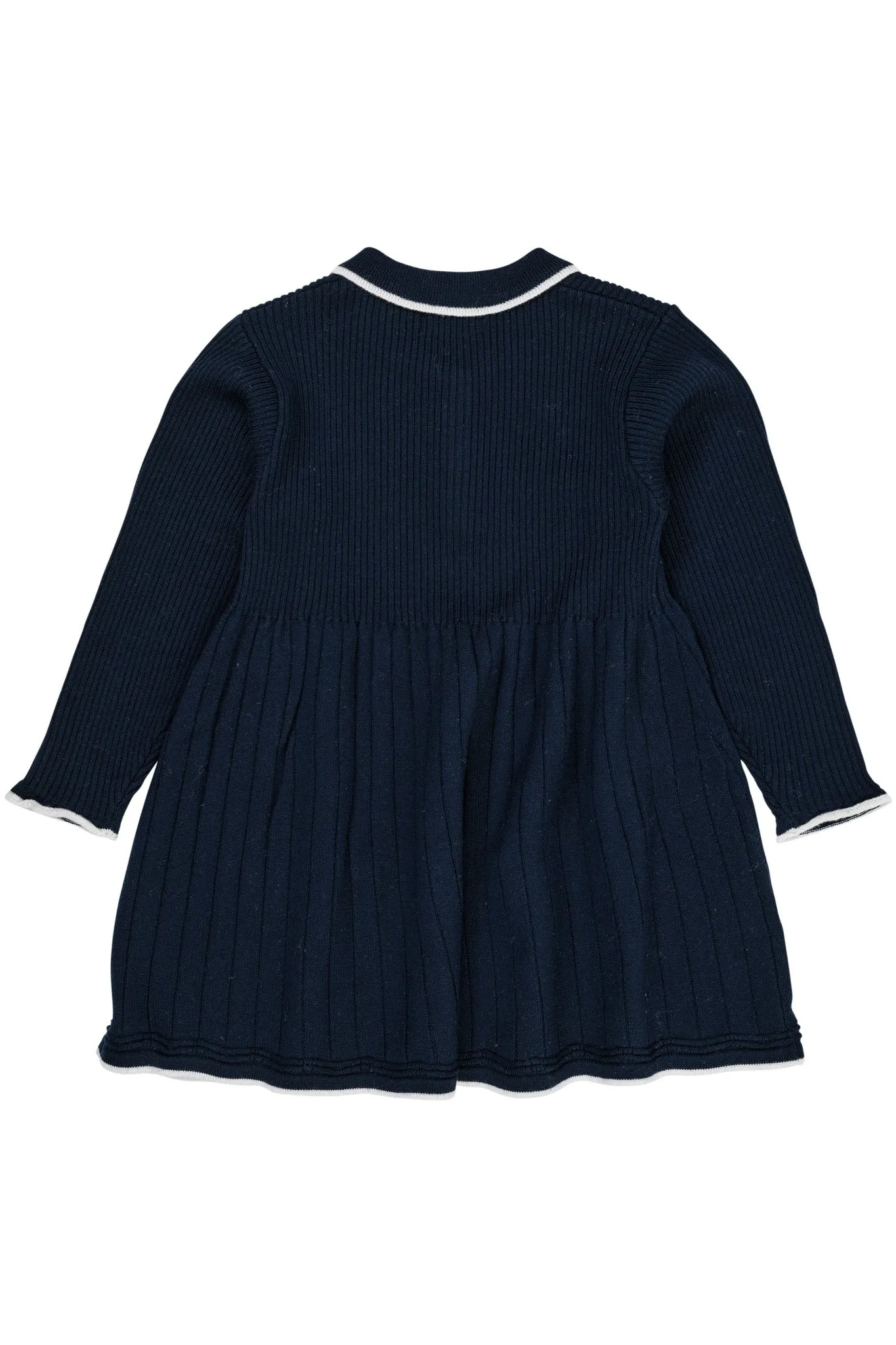 MERINO POLO DRESS - NAVY/CREAM COMBI