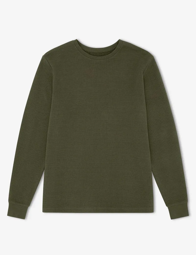 Mr Simple Smith Long Sleeve Waffle Tee in Fatigue