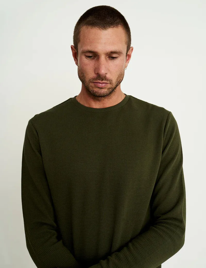 Mr Simple Smith Long Sleeve Waffle Tee in Fatigue