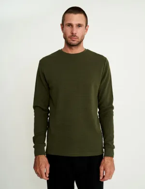 Mr Simple Smith Long Sleeve Waffle Tee in Fatigue