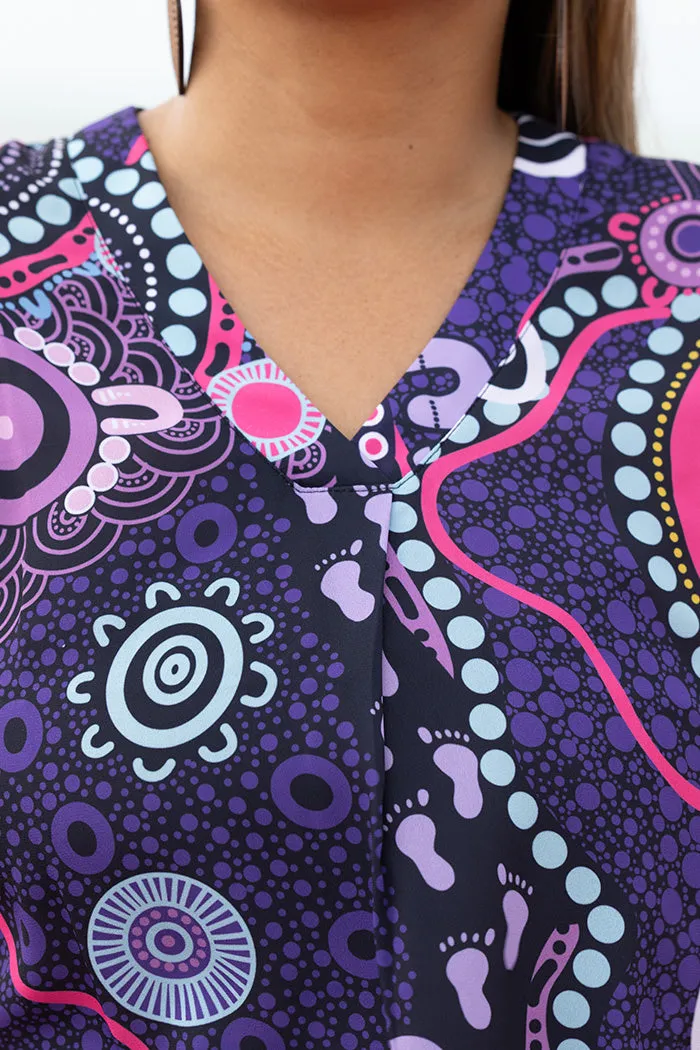 Muru To Our Biriwal (Pathway To Our Future) NAIDOC 2025 V Neck Women's Short Sleeve Blouse