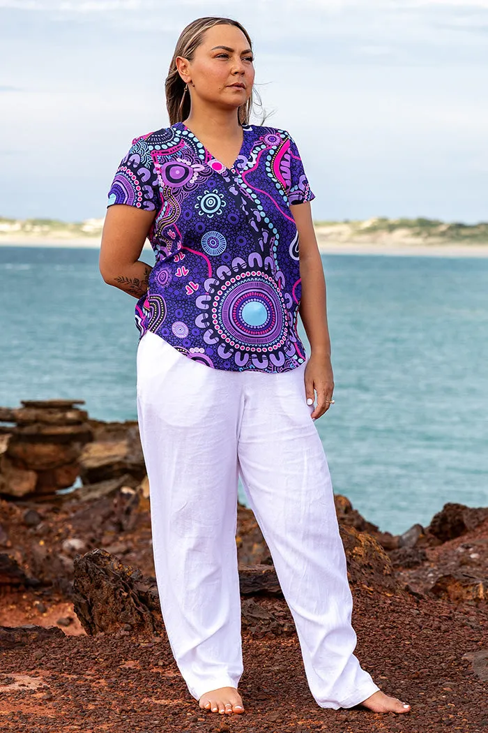 Muru To Our Biriwal (Pathway To Our Future) NAIDOC 2025 V Neck Women's Short Sleeve Blouse
