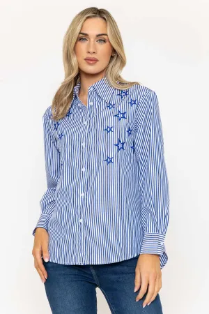 Navy Striped Shirt with Stars Embroidery