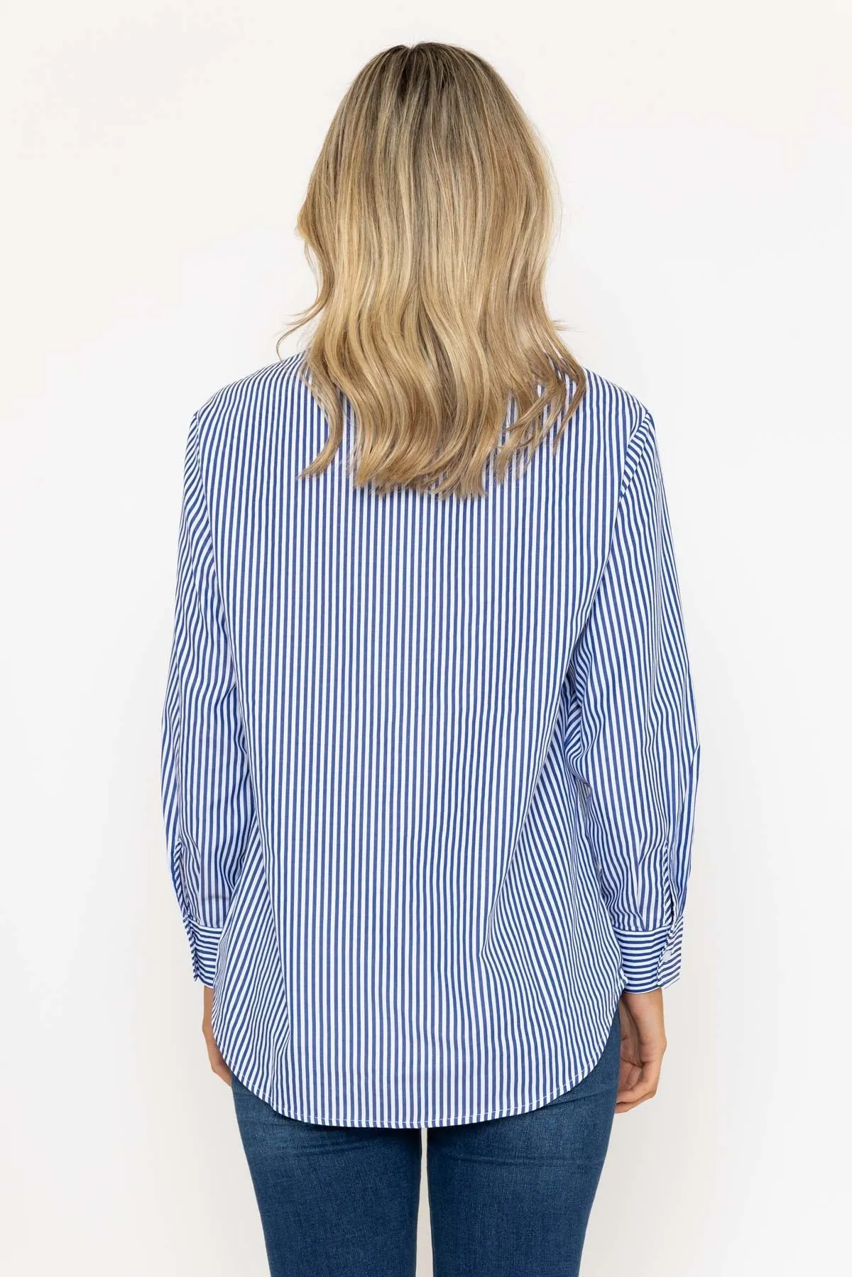 Navy Striped Shirt with Stars Embroidery