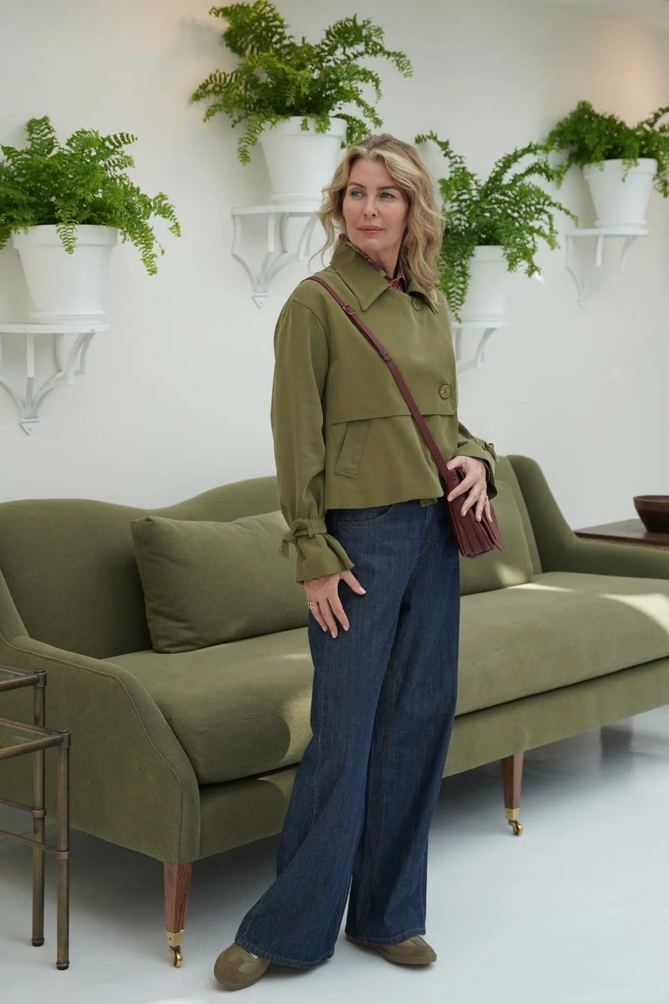 Olive Cropped Trench Coat