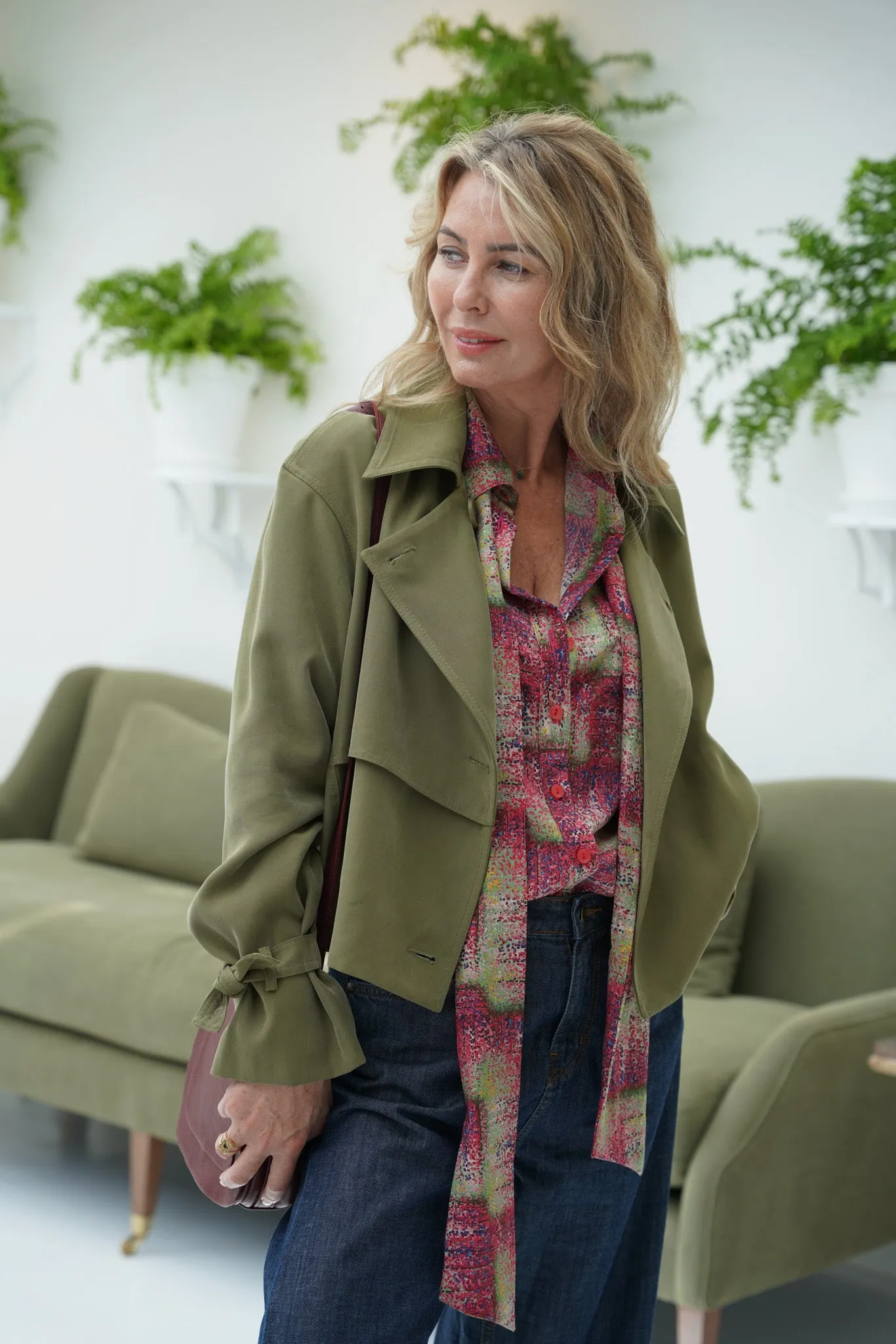 Olive Cropped Trench Coat
