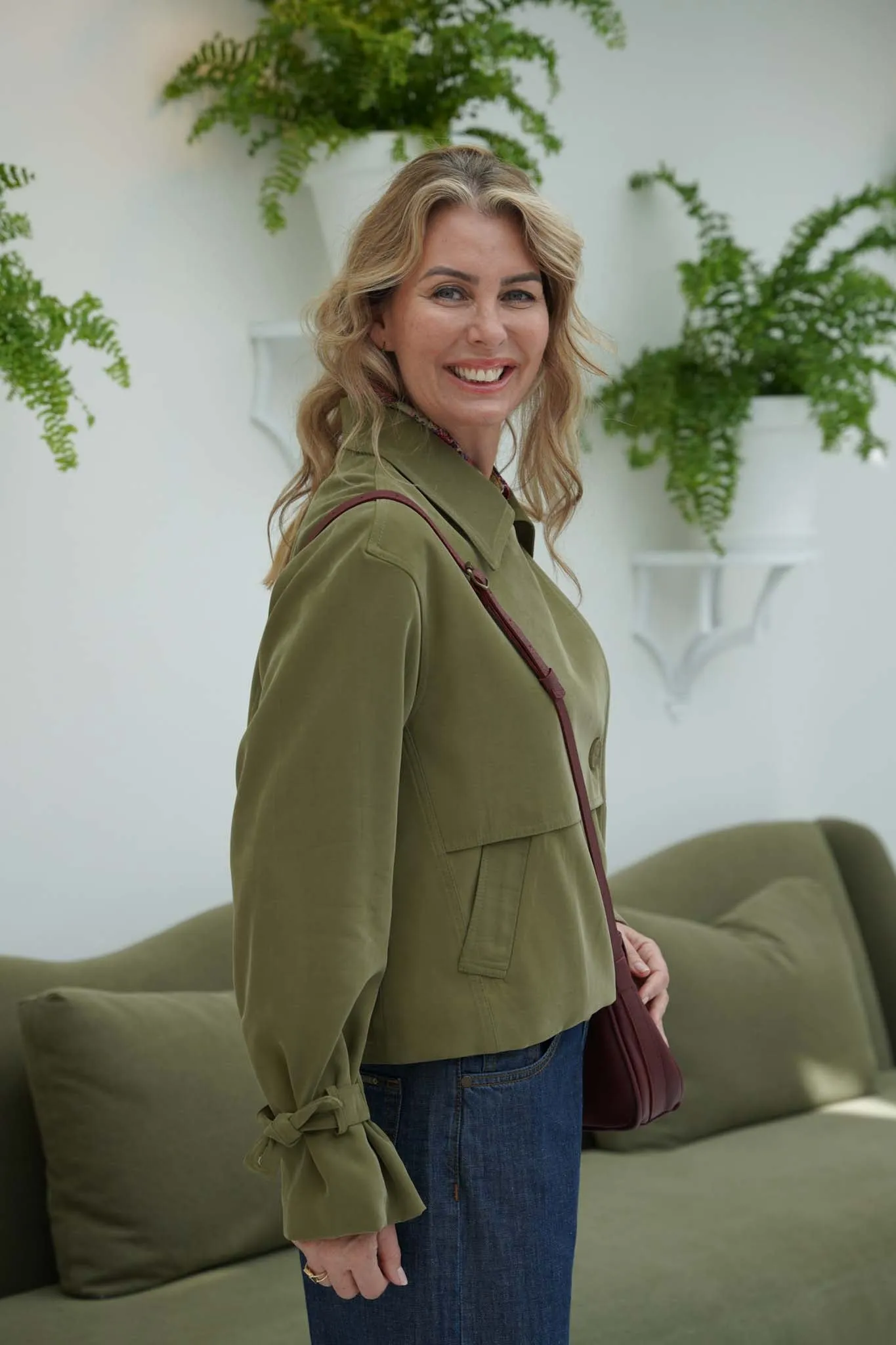 Olive Cropped Trench Coat