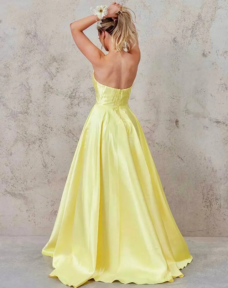 Paola Strapless Gown - Lemon