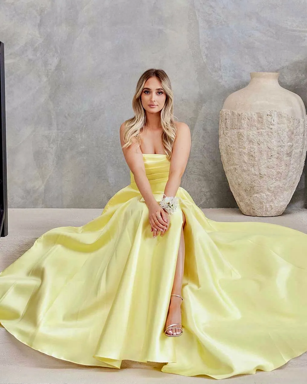 Paola Strapless Gown - Lemon