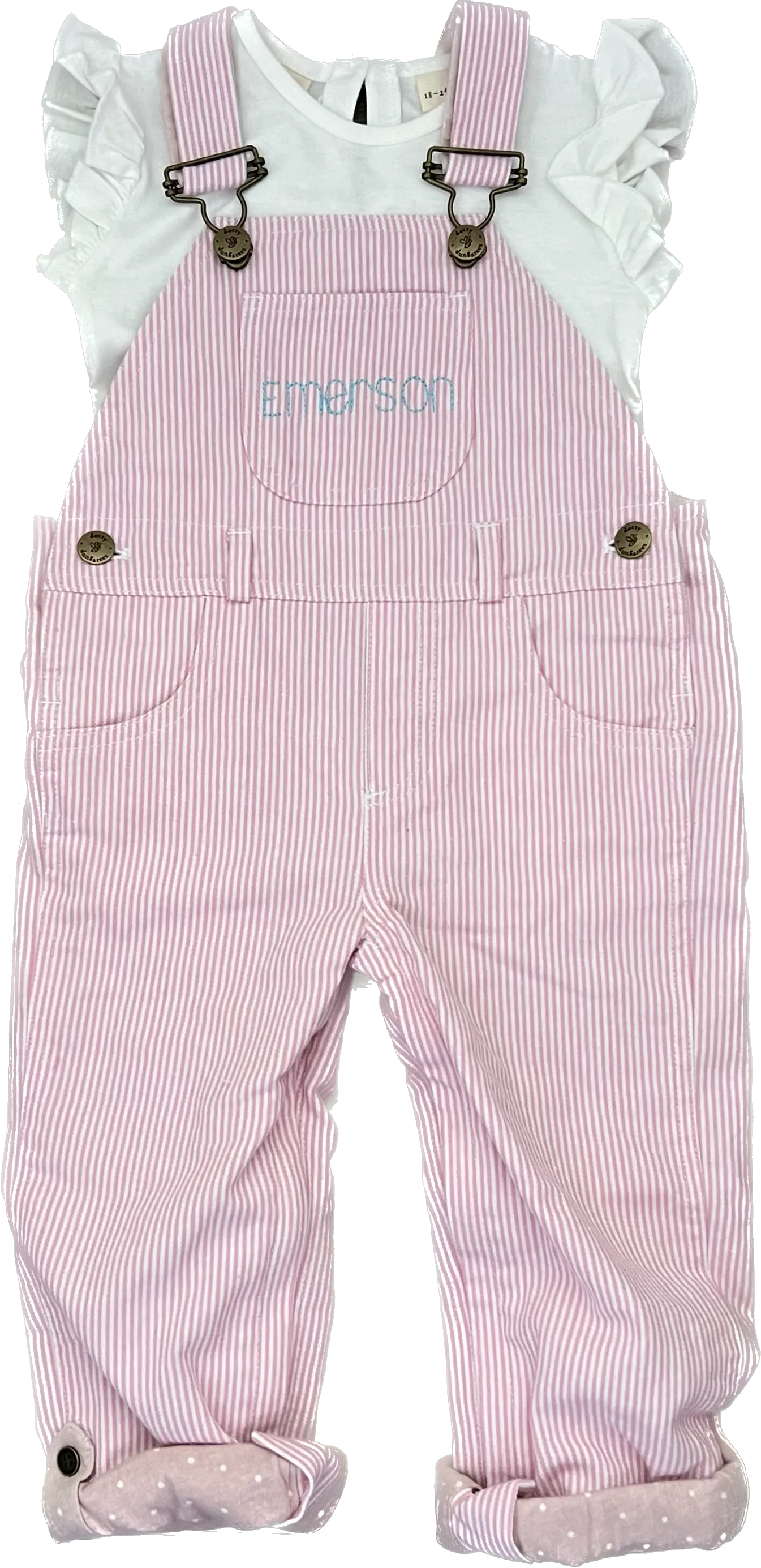 Pink Stripe Denim Overalls
