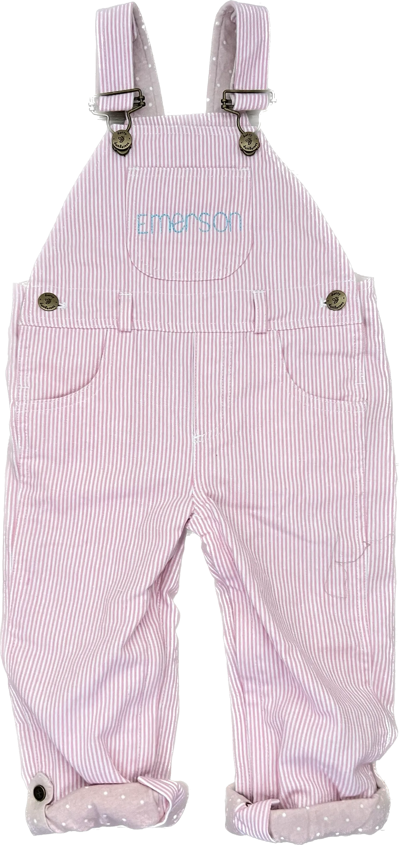 Pink Stripe Denim Overalls