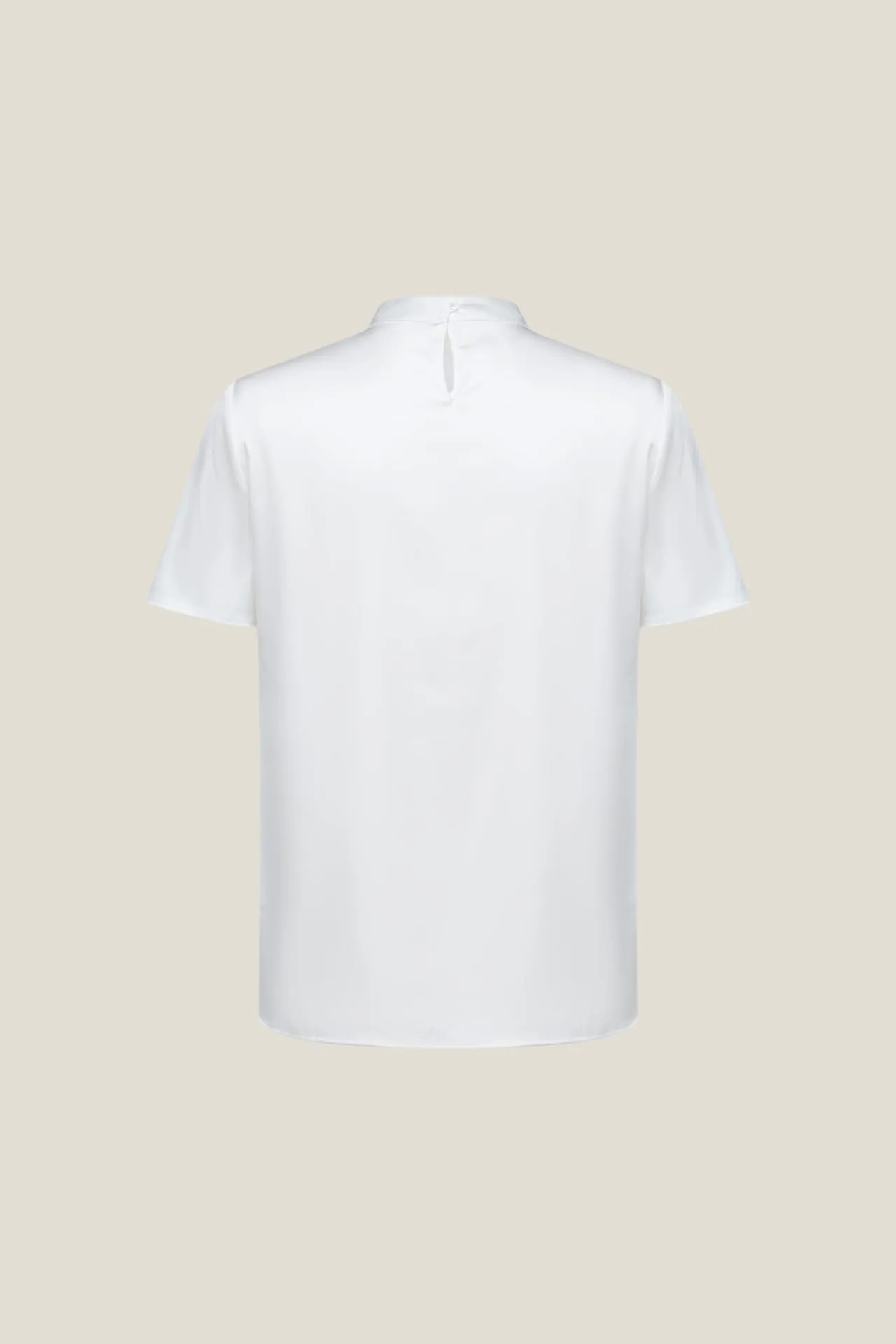 Satin Stand Collar Blouse With Brooch