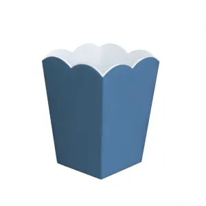 Scalloped Lacquer Bin – Denim & White