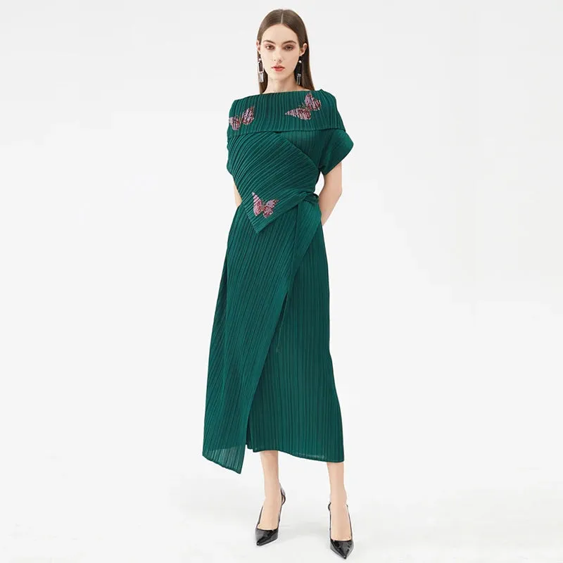 Scarf Collar Formal Dress