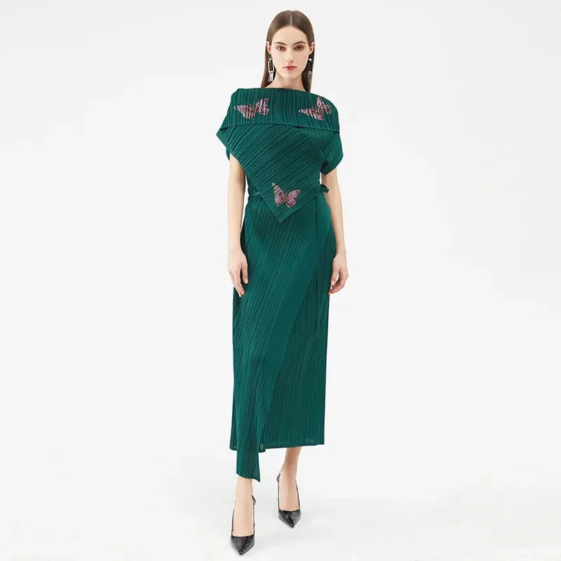 Scarf Collar Formal Dress