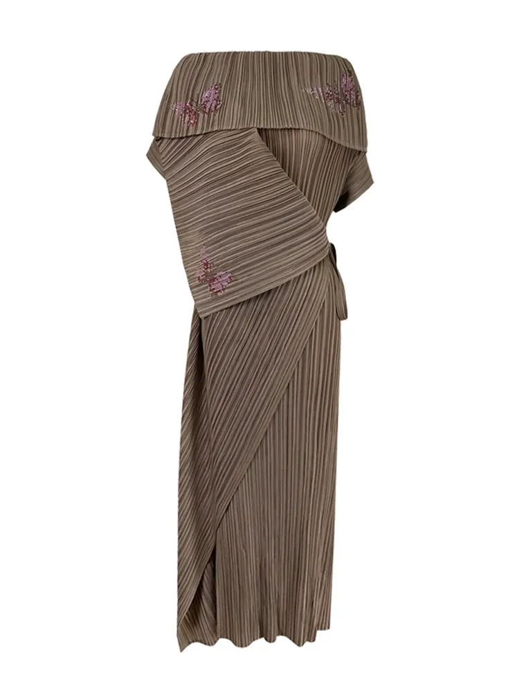 Scarf Collar Formal Dress