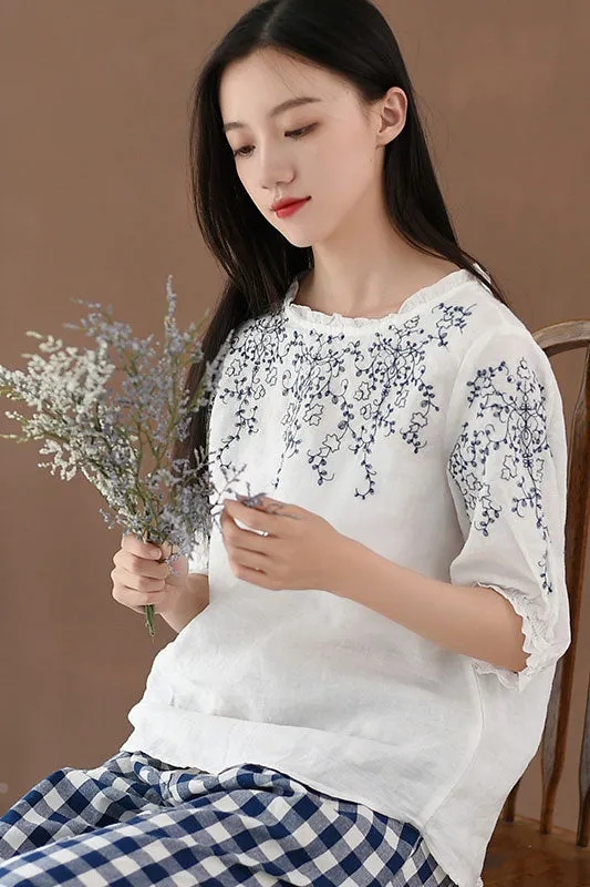 Simple lantern sleeve top for women J009-22
