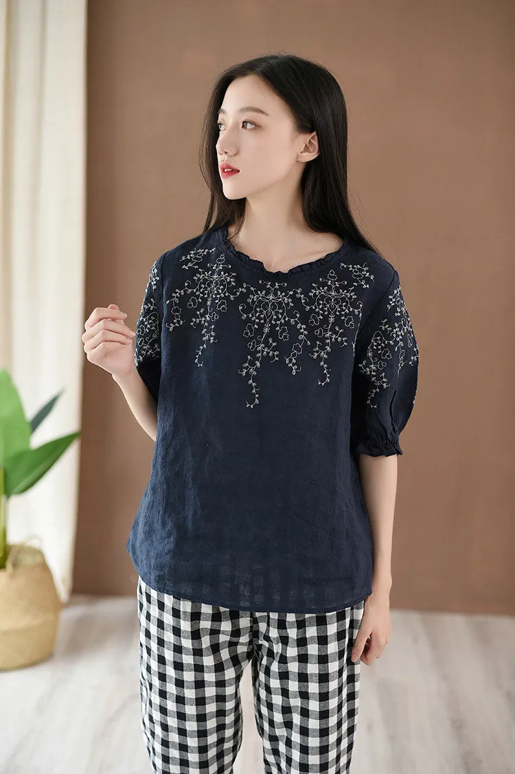 Simple lantern sleeve top for women J009-22