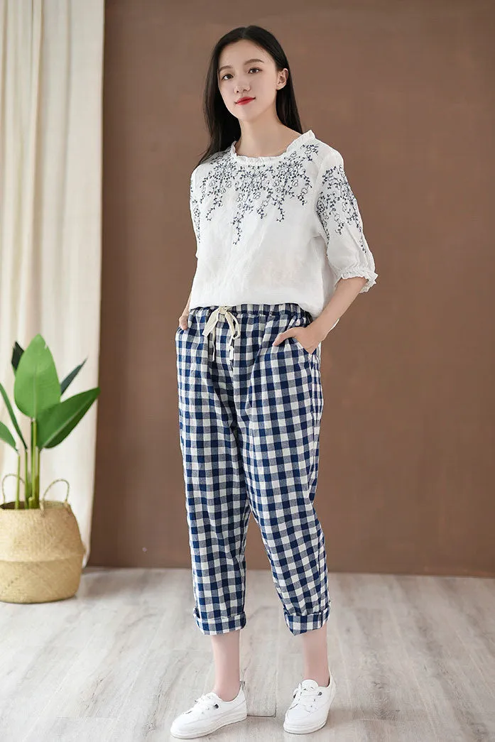 Simple lantern sleeve top for women J009-22